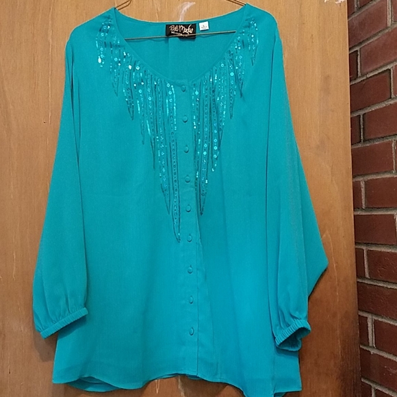 Bob Macke Teal Blouse - Picture 1 of 4